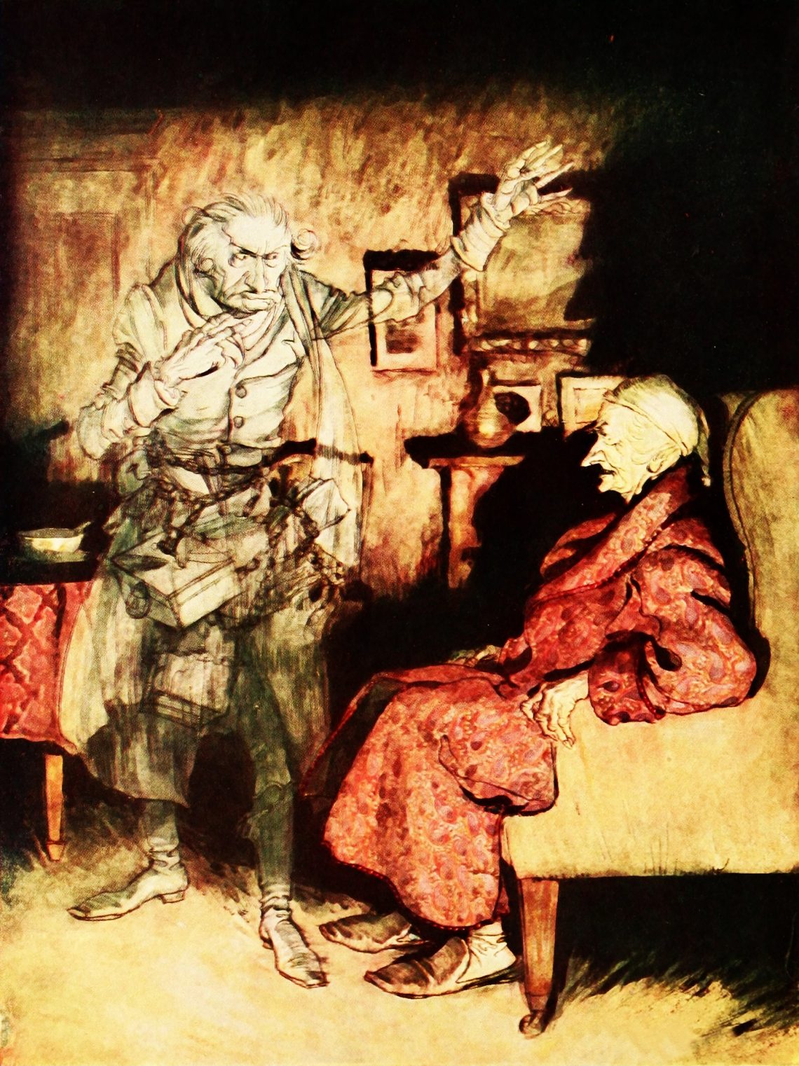 Vintage Scrooge illustration by Arthur Rackham